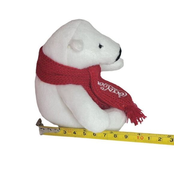 Coca Cola Plush 4.5” White Polar Bear Red Scarf Holiday - Picture 6 of 8